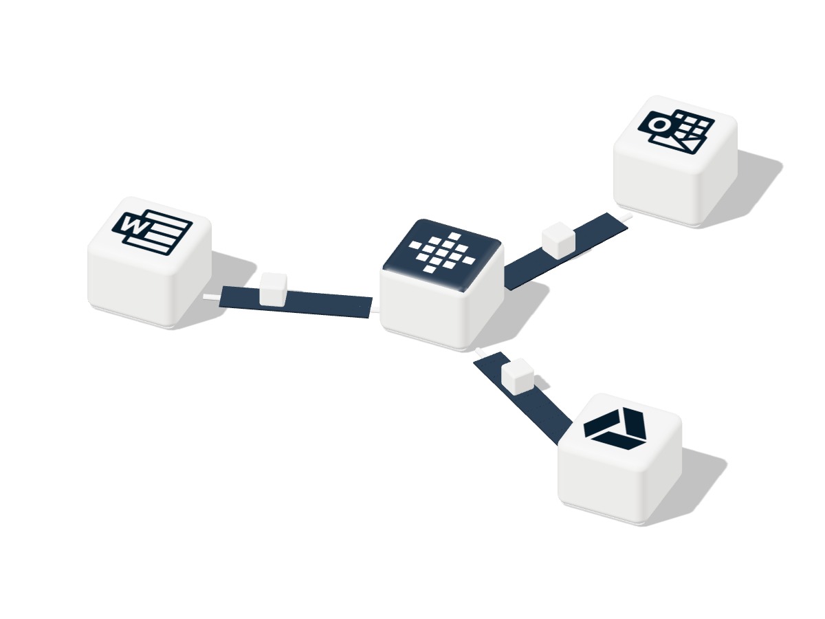 Word, Outlook and Google Drive feeding the All Squares hub